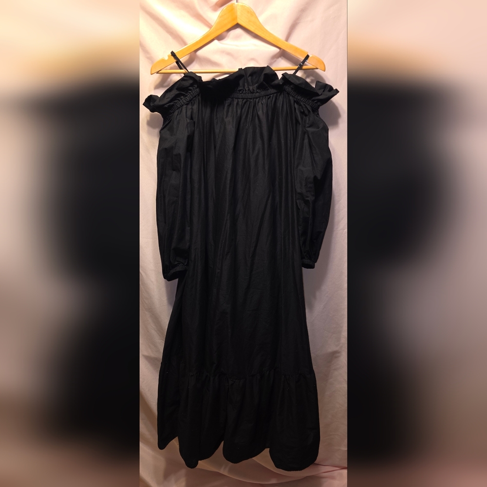 H&M Off The Shoulder Black Dress Womens Size Small (Janni #19)